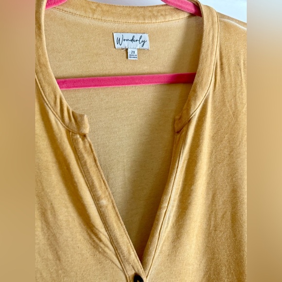 Wonderly Julianna button-down tunic Gold Yellow Size 2X - Picture 4 of 8